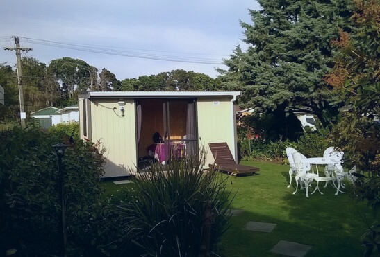 rental cabin in a lawn